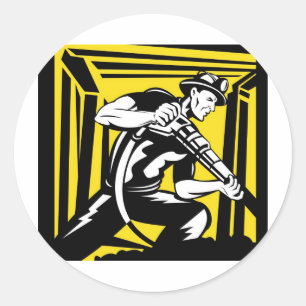 Sticker Rond foret pneumatique de cric du mineur rétro