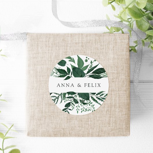 Sticker Rond Forêt sauvage | Mariage botanique personnalisé