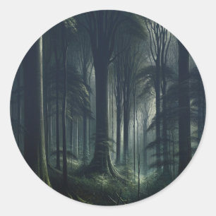 Sticker Rond Forêt sombre au crépuscule Sweet 16