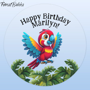 Sticker Rond Forêt tropicale Jungle Macaw Safari Parrot Bird