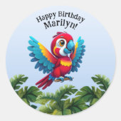 Sticker Rond Forêt tropicale Jungle Macaw Safari Perroquet 🦜 (Devant)