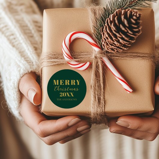 Sticker Rond Forfait Joyeux Noël Vert Vacances