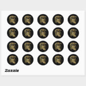 Sticker Rond Forge de casque d'armure de chevalier d'or en text (Feuille)