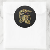 Sticker Rond Forge de casque d'armure de chevalier d'or en text (Sac)