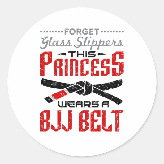 Sticker Rond Forget Glass Slippers Princess Wears BJJ Belt (Devant)