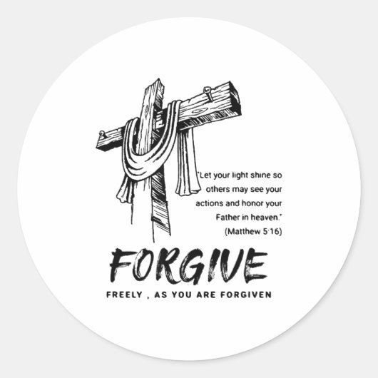 Sticker Rond Forgive Cross Christian Faith Tee (Devant)