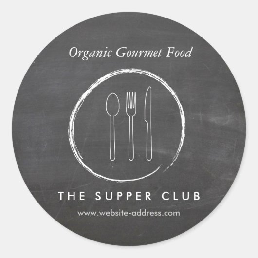 Sticker Rond FORK SPOON KNIFE CHALKBOARD Alimentation et restau (Devant)