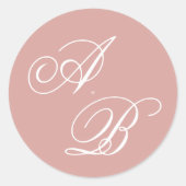 Sticker Rond Formal Classic Dusty Rose Monogram Script Wedding (Devant)