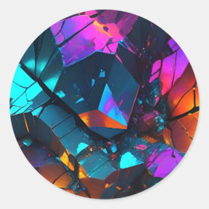 Sticker Rond Formations de roches minérales brillantes