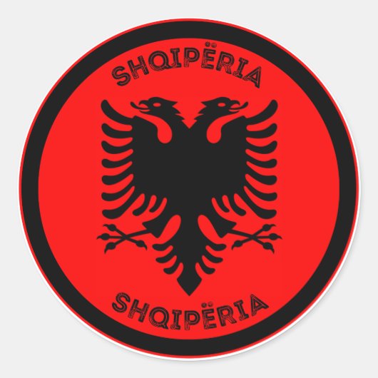 Sticker Rond Forme circulaire d'aigle noir albanais (Devant)