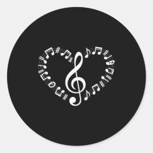 Sticker Rond Forme de cœur Notes musicales Amoureux de la musiq