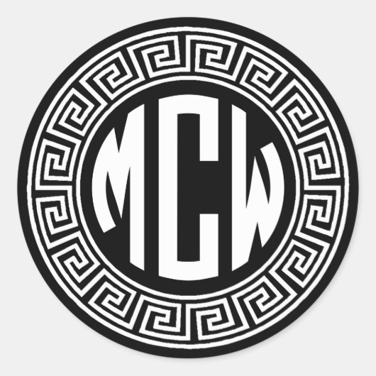 Sticker Rond Forme de la clé grecque du cercle noir blanc (Devant)