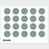 Sticker Rond Forme de mandala de fleur de Batik (Feuille)
