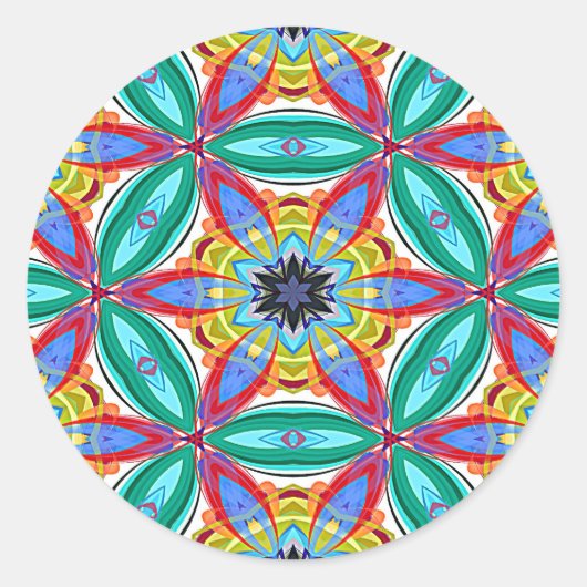 Sticker Rond Forme de mandala de fleur de Batik (Devant)