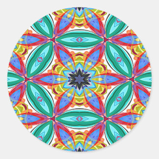 Sticker Rond Forme de mandala de fleur de Batik