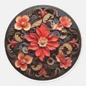 Sticker Rond Forme de médaillon à cercle de fleurs (Devant)