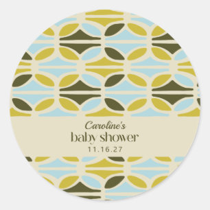 Sticker Rond Formes Abstraites Baby shower bleu vert personnali