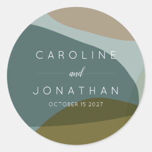 Sticker Rond Formes Abstraites modernes Taupe Turquoise Mariage