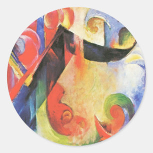 Sticker Rond Formes brisées par Franz Marc, Art abstrait vintag