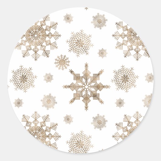 Sticker Rond Formes de flocons de neige jaune doré (Devant)