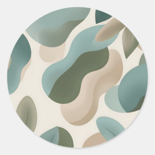 Sticker Rond Formes fluides organiques vert sauge Abstrait Mode