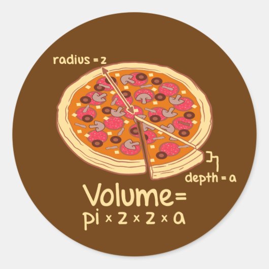 Sticker Rond Formule mathématique du volume de pizza = Pi*z*z*a (Devant)