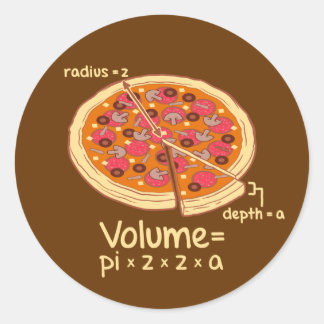Sticker Rond Formule mathématique du volume de pizza = Pi*z*z*a