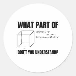 Sticker Rond Formule Volume D'un Cube ! Drôle De Maths