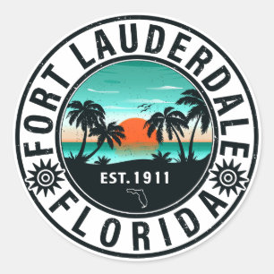 Sticker Rond Fort Lauderdale Florida Beach Souvenirs tropicaux