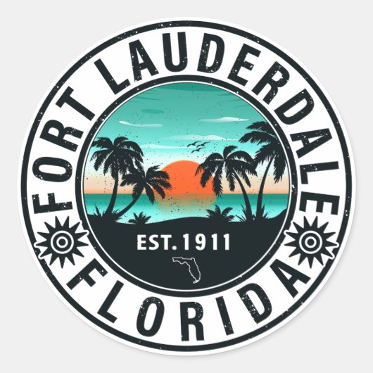 Sticker Rond Fort Lauderdale Florida Beach Souvenirs tropicaux (Devant)