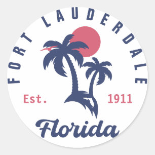 Sticker Rond Fort Lauderdale Florida Beach Souvenirs tropicaux