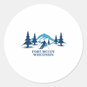 Sticker Rond Fort Mccoy Wisconsin Station de ski Ski Skieur 