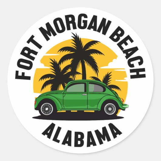 Sticker Rond Fort Morgan Beach, Alabama (Devant)