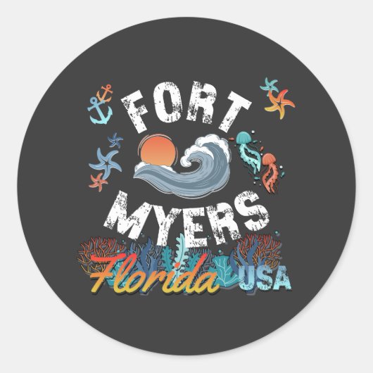 Sticker Rond Fort Myers, Florida (Devant)