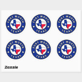Sticker Rond Fort Worth Texas (Feuille)