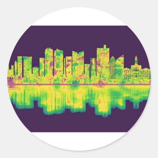 Sticker Rond Fort Worth Texas Skyline (Devant)