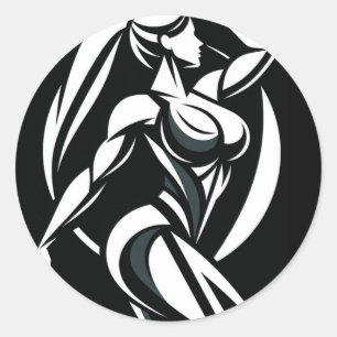 Sticker Rond Forte condition physique féminine Formation person