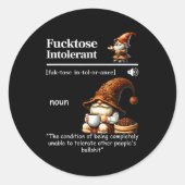 Sticker Rond Fortose Intolerant Definition Funny Gnome Coffee (Devant)
