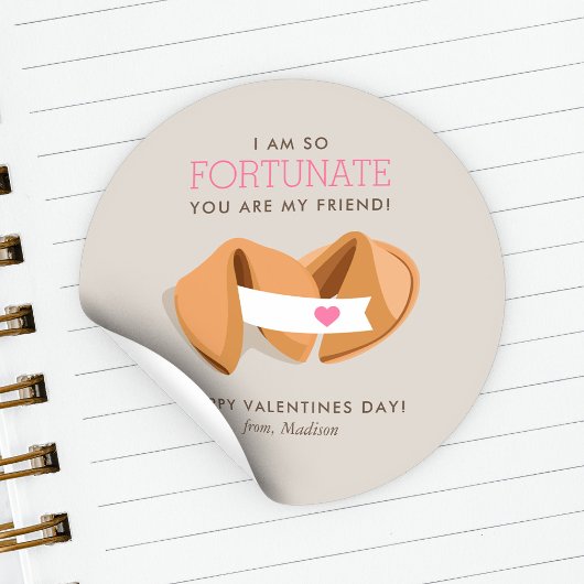 Sticker Rond Fortune Cookie Kids Classroom Valentine