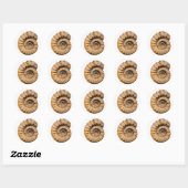 Sticker Rond Fossile ammonite (Feuille)