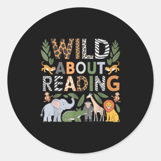 Sticker Rond Fou de lecture de livres et bibliophile (Devant)