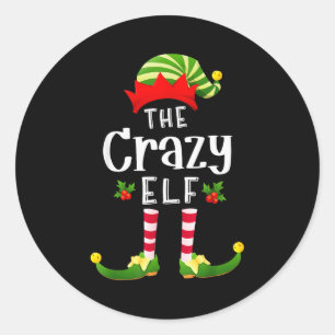 Sticker Rond Fou de lutin de Noël Combinaison de fête de X-mas