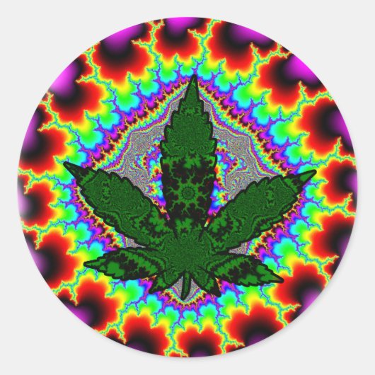 Sticker Rond Fou Fumée Weed Fun Rasta (Devant)
