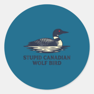 Sticker Rond Fou oiseau loon loup canadien
