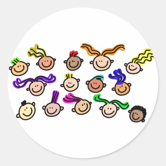 Sticker Rond Foule d'enfants (Devant)