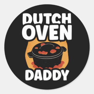 Sticker Rond Four hollandais Daddy Métal Fer Bbq Lover Dutch Ov