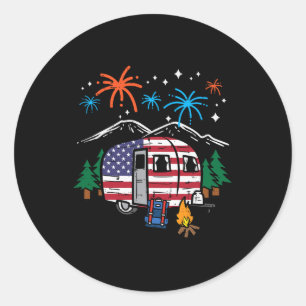 Sticker Rond Four juillet camping-car drapeau américain patriot