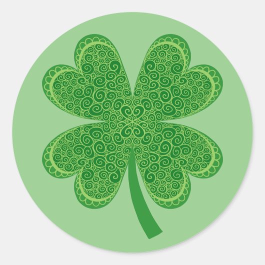 Sticker Rond Four Leaf Clover Lucky St. Patrick's Day (Devant)