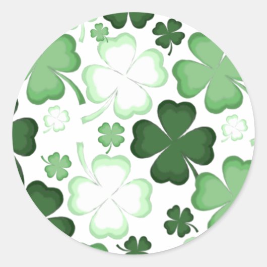 Sticker Rond Four Leaf Clover, Shamrock, St. Patrick's Day (Devant)