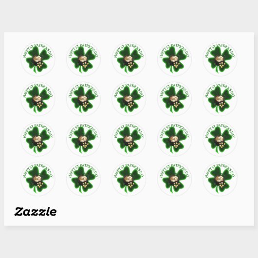 Sticker Rond Four Leaf Clover St. Patrick's Day (Feuille)